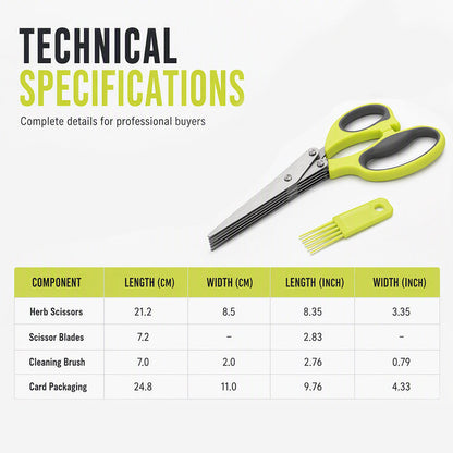 5-Blade Herb Scissors Stainless Steel Kitchen Shears for Herbs, Scallions & Garnishes
