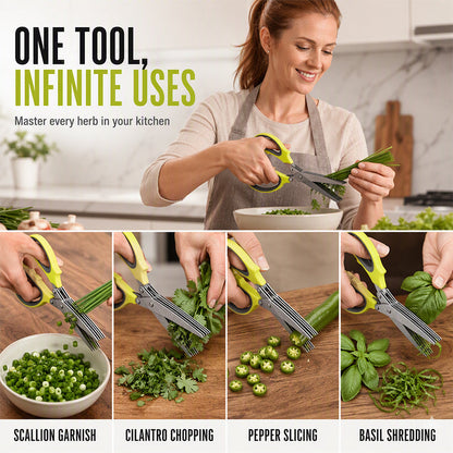 5-Blade Herb Scissors Stainless Steel Kitchen Shears for Herbs, Scallions & Garnishes