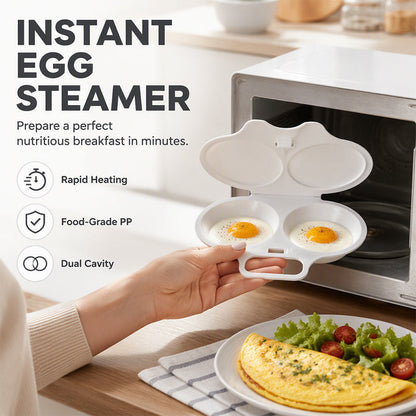 Microwave Egg Poacher Dual-Cavity Breakfast Egg Cooker
