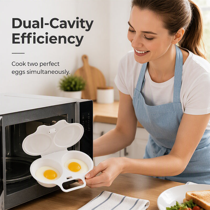 Microwave Egg Poacher Dual-Cavity Breakfast Egg Cooker