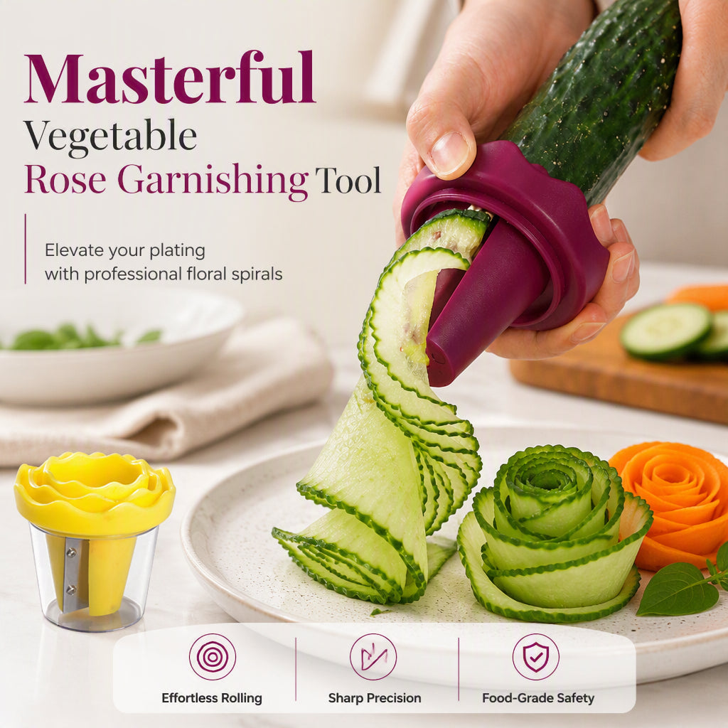 Manual Vegetable Spiralizer and Curler for Rose Flower Carving Turn Carrots into Restaurant-Style Roses in 60 Seconds!