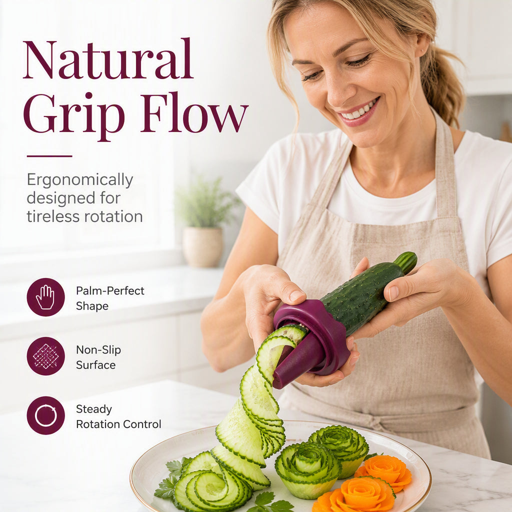 Manual Vegetable Spiralizer and Curler for Rose Flower Carving Turn Carrots into Restaurant-Style Roses in 60 Seconds!