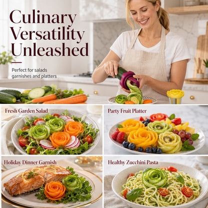Manual Vegetable Spiralizer and Curler for Rose Flower Carving Turn Carrots into Restaurant-Style Roses in 60 Seconds!