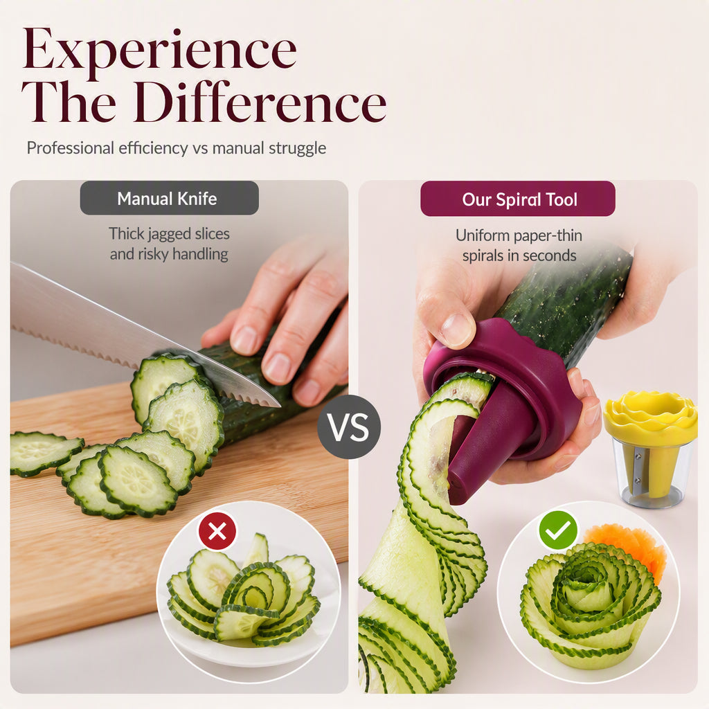 Manual Vegetable Spiralizer and Curler for Rose Flower Carving Turn Carrots into Restaurant-Style Roses in 60 Seconds!