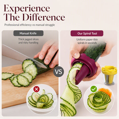 Manual Vegetable Spiralizer and Curler for Rose Flower Carving Turn Carrots into Restaurant-Style Roses in 60 Seconds!