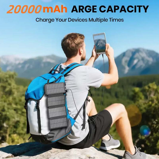 Half-Price! 20,000mAh Solar Power Bank - Features Wireless Charging And LED Flashlight