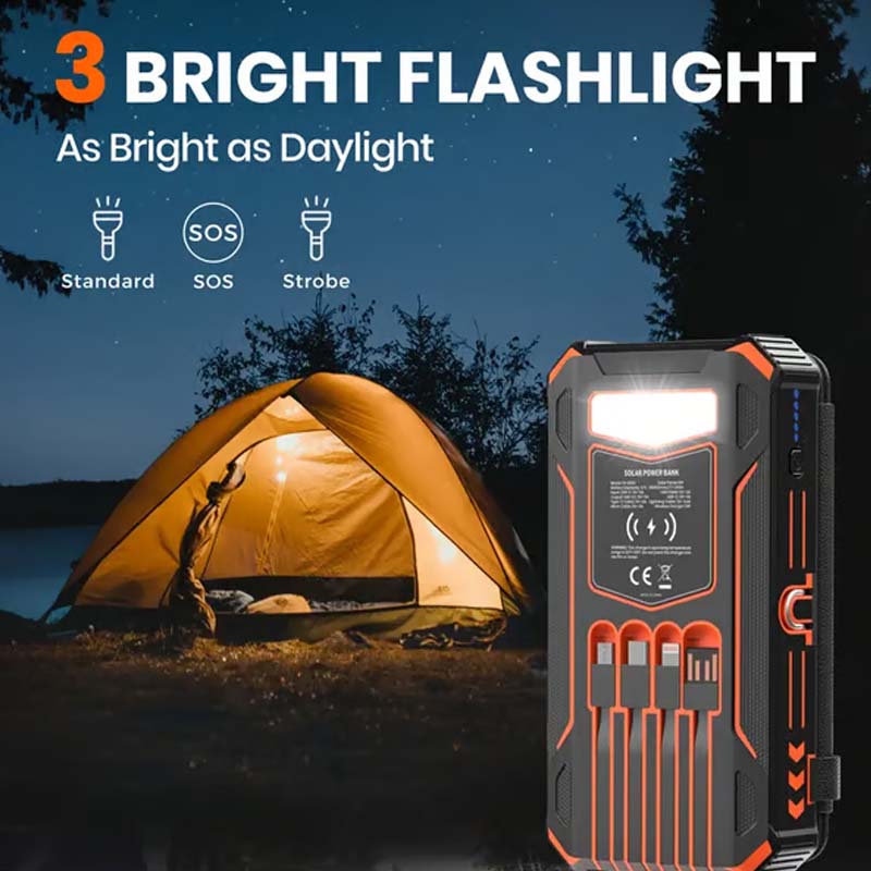 Half-Price! 20,000mAh Solar Power Bank - Features Wireless Charging And LED Flashlight