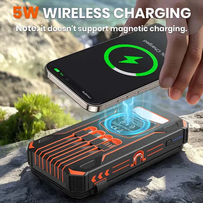 Half-Price! 20,000mAh Solar Power Bank - Features Wireless Charging And LED Flashlight