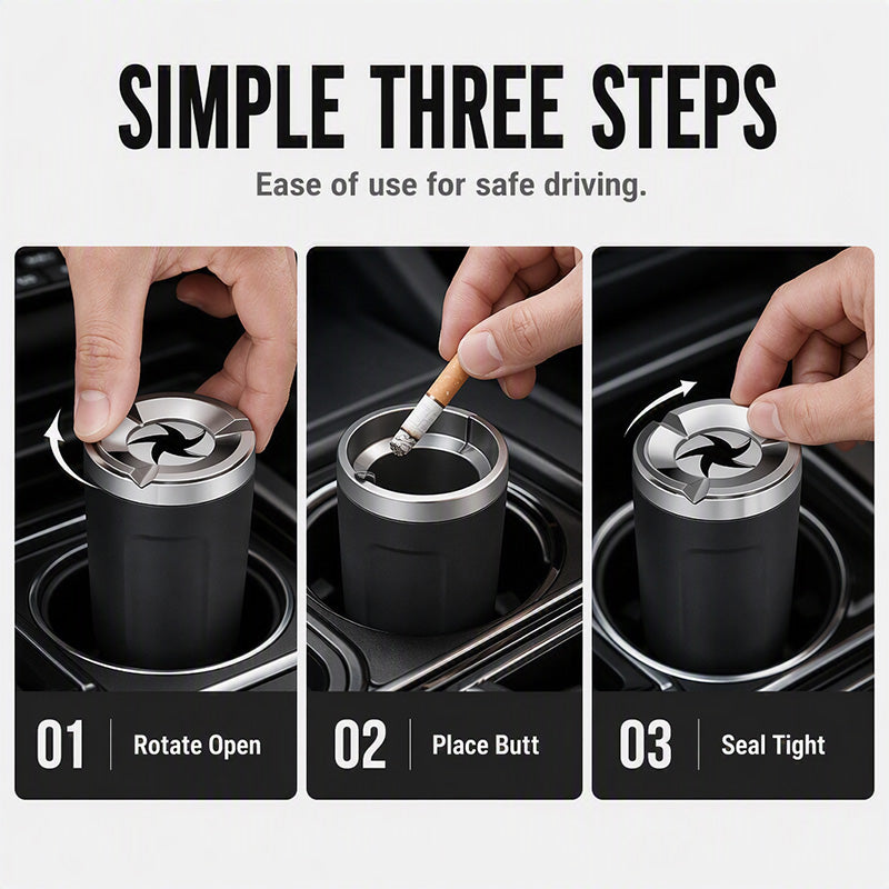 2026 SaleRotating Car Ashtray with Ceramic Inner Liner