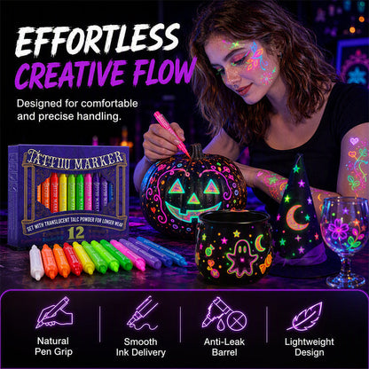 Glow Party Tattoo Pens Fun UV Body Art Markers for Parties, Festivals & Night Events