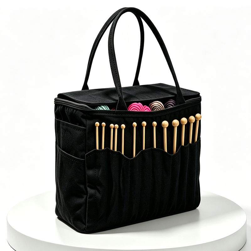 No More Messy Yarn! Canvas Yarn Storage Bag with Needle Pockets