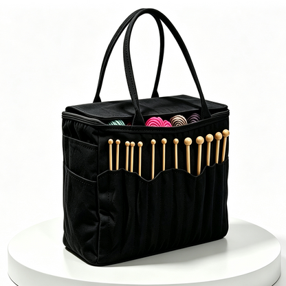 No More Messy Yarn! Canvas Yarn Storage Bag with Needle Pockets