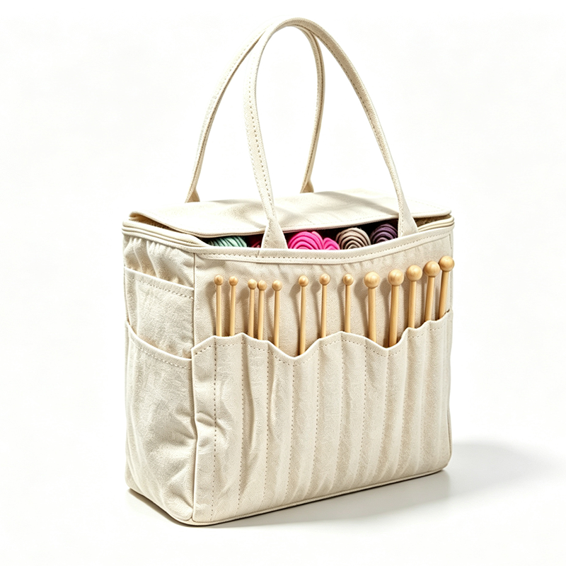 No More Messy Yarn! Canvas Yarn Storage Bag with Needle Pockets
