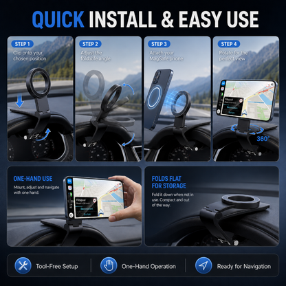Car Phone Mount N52 magnets, 360 rotation & anti-slip. Secure drive grab yours!