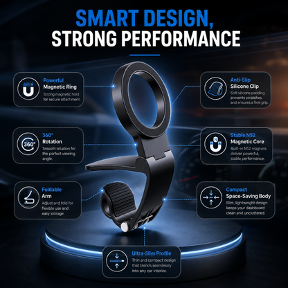 Car Phone Mount N52 magnets, 360 rotation & anti-slip. Secure drive grab yours!