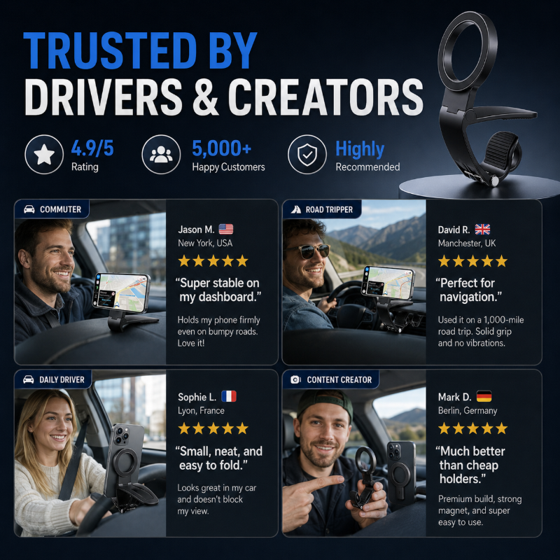 Car Phone Mount N52 magnets, 360 rotation & anti-slip. Secure drive grab yours!