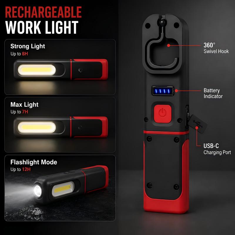 Magnetische werklamp van 350 lm 360 draaibare, oplaadbare LED