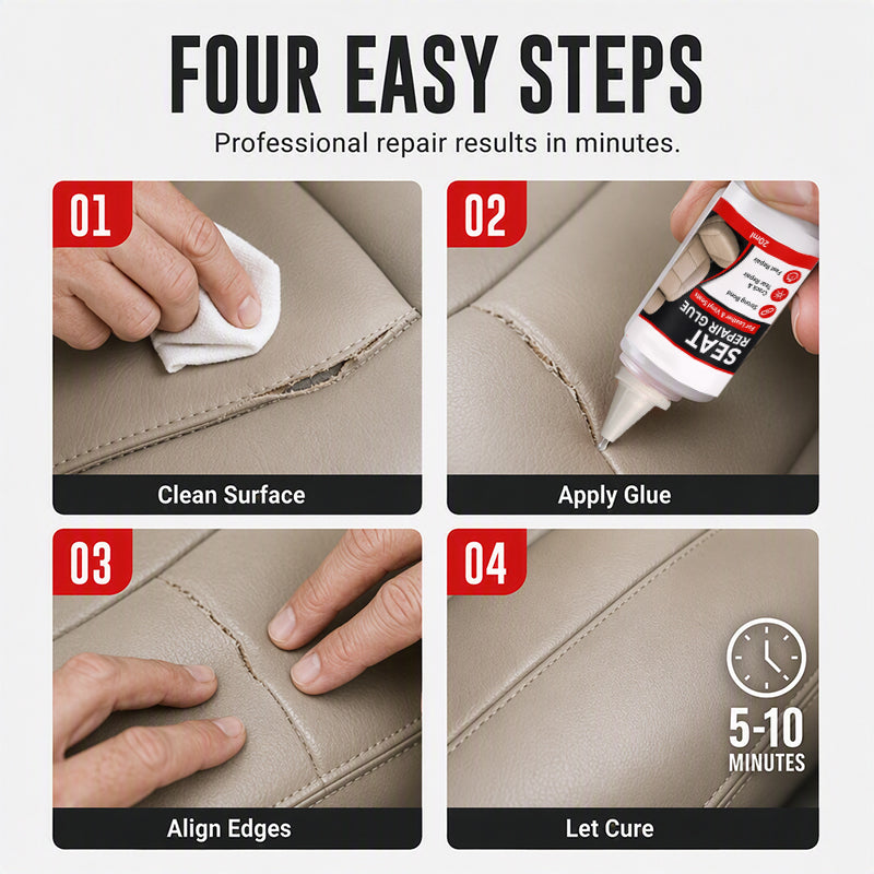 NOW! Quick Dry Car Seat Leather Repair Glue Precision Nozzle Vinyl & Leather Adhesive