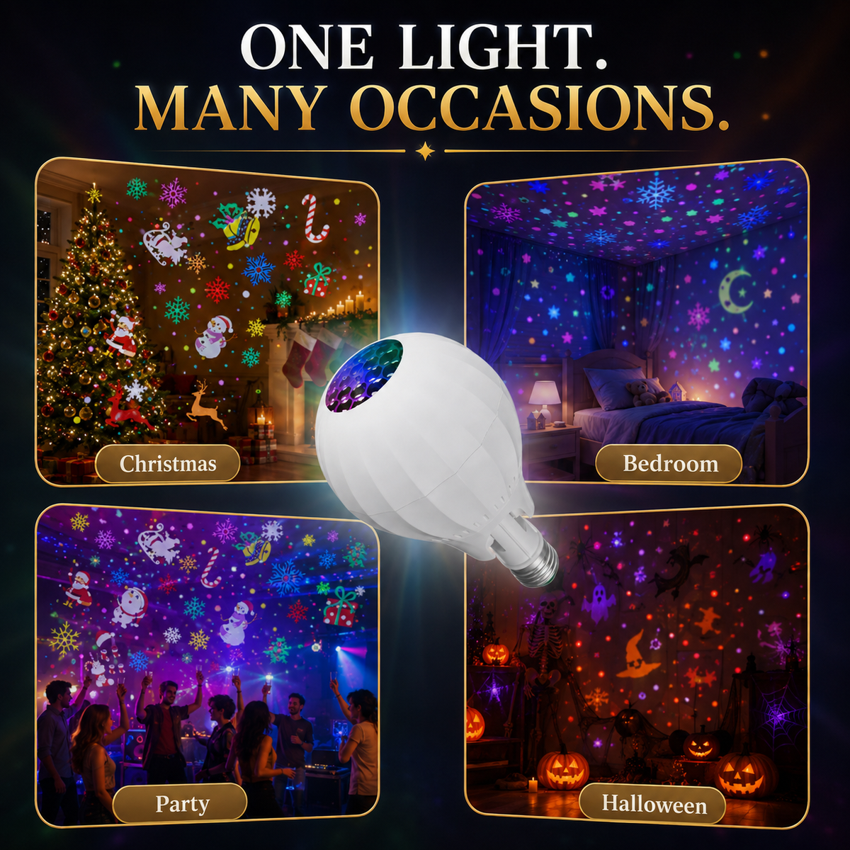 2026 Arrivals Rotating Christmas Projector Bulb | 16 Patterns!