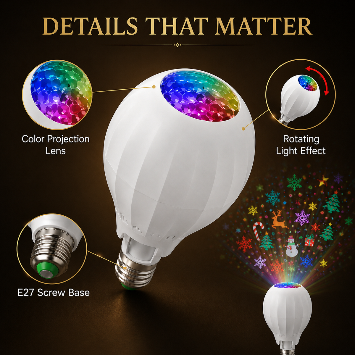 2026 Arrivals Rotating Christmas Projector Bulb | 16 Patterns!
