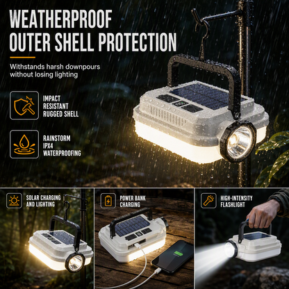 Solar Camping Lantern Dual Light & Emergency Power Bank
