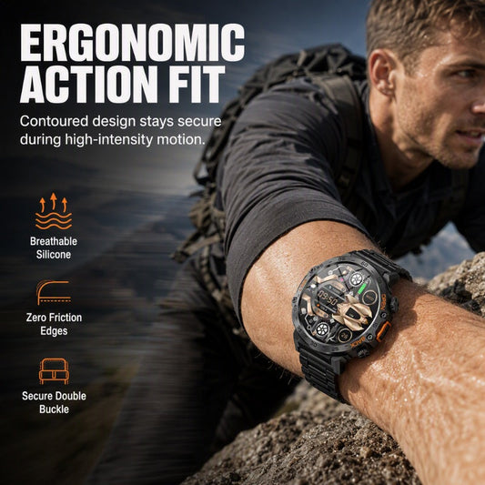 Outdoor Smartwatch Rugged, LED Flashlight & Bluetooth Calling For Sports, Fitness & Adventure