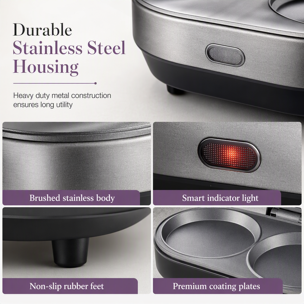Smart Dual Breakfast Maker - Double Cooking Non-Stick Burger & Egg Press