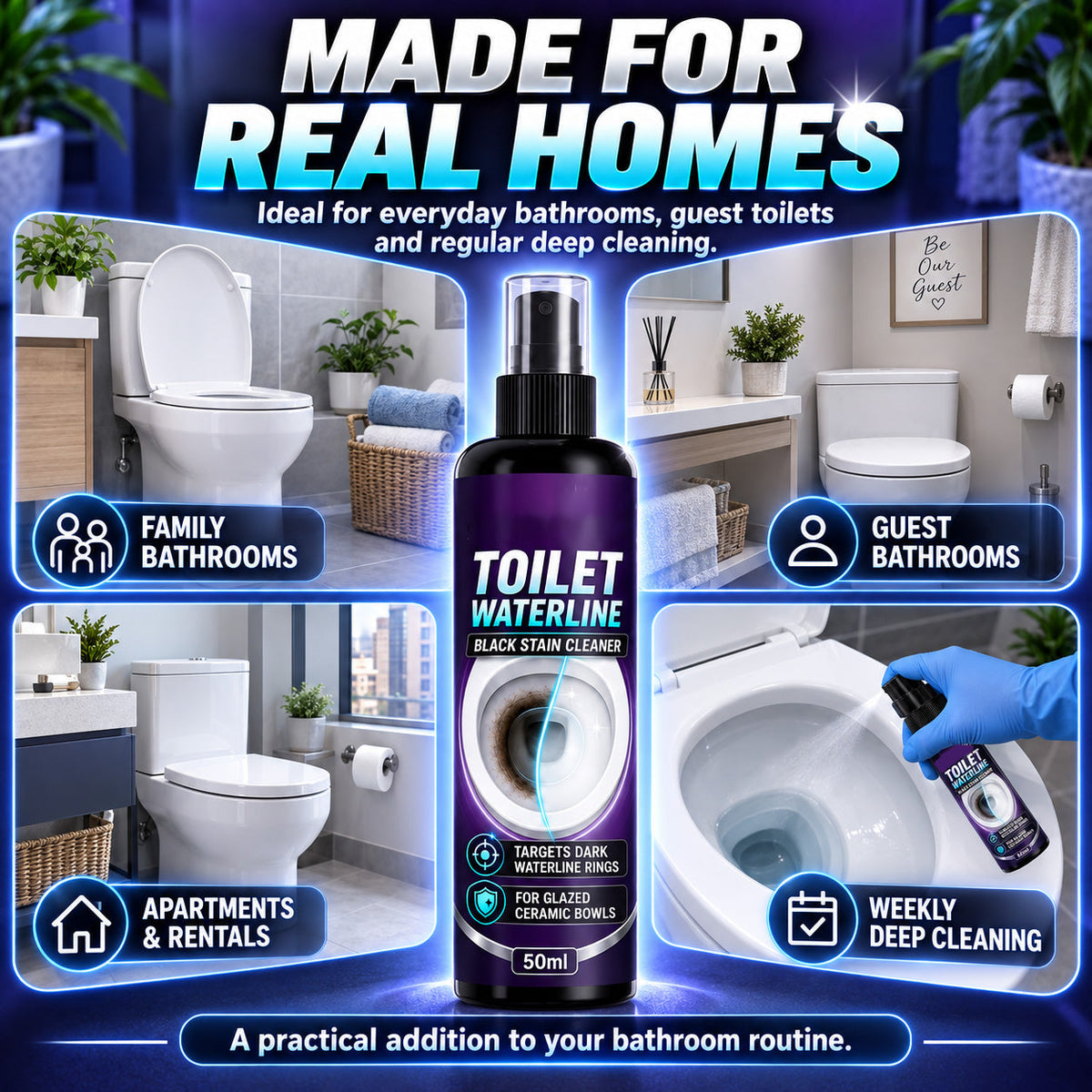 Waterline Cleaner! Targets black rings, clinging formula & less scrubbing. Clean bowl grab yours!