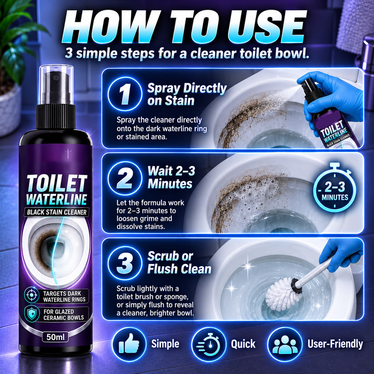 Waterline Cleaner! Targets black rings, clinging formula & less scrubbing. Clean bowl grab yours!
