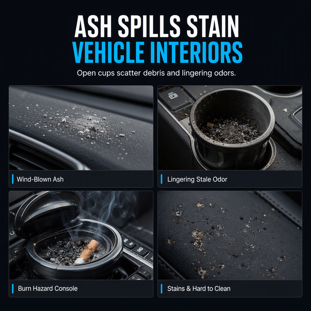 Smokeless Car Ashtray Sealed & Easy to Clean
