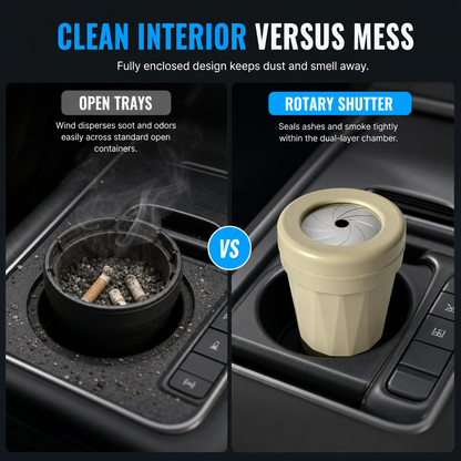 Smokeless Car Ashtray Sealed & Easy to Clean