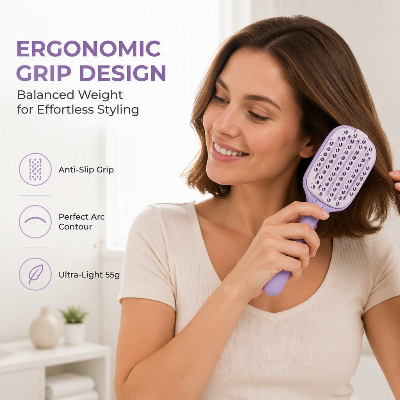 Foldable Self-Cleaning Vent Hairbrush | Travel Ready