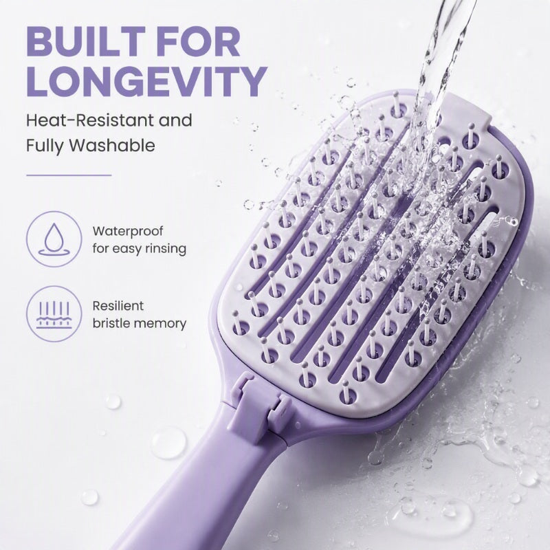 Foldable Self-Cleaning Vent Hairbrush | Travel Ready