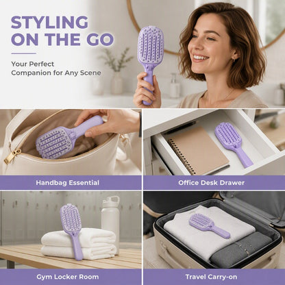 Foldable Self-Cleaning Vent Hairbrush | Travel Ready
