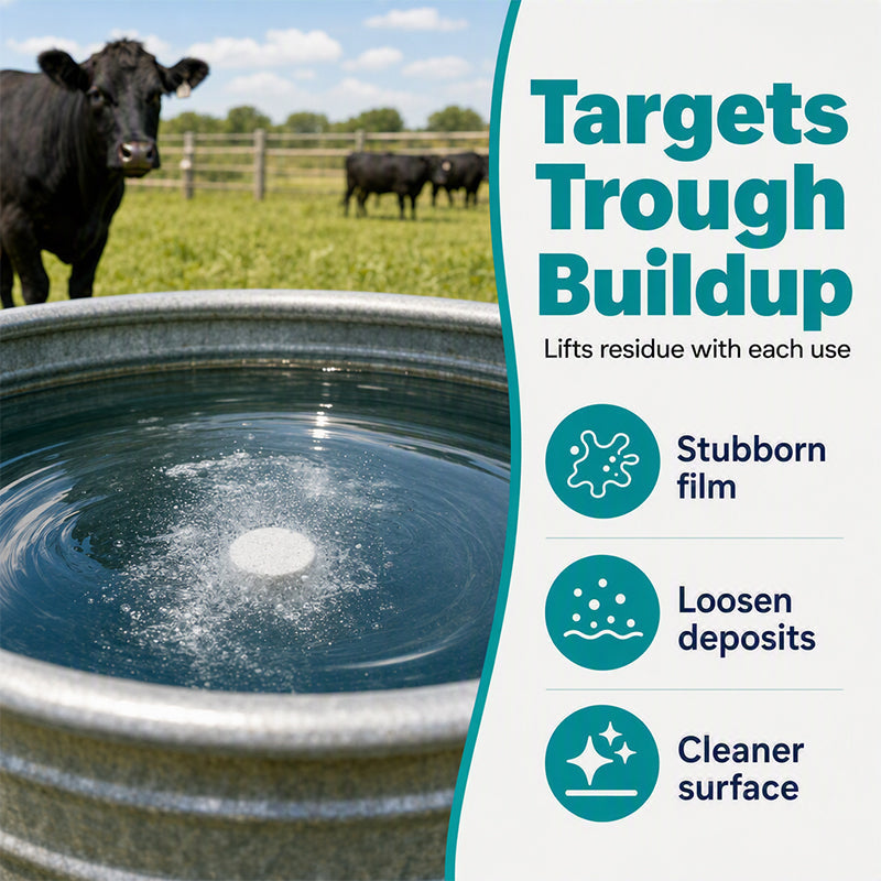 Stock Tank Cleaning Tablets - Effervescent Trough Grime & Buildup Remover
