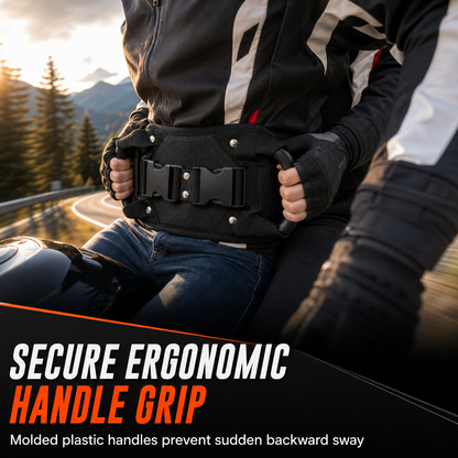 Adjustable Passenger Grip Belt Reinforced Rear Handle Strap for Motorcycle & Powersports Riding
