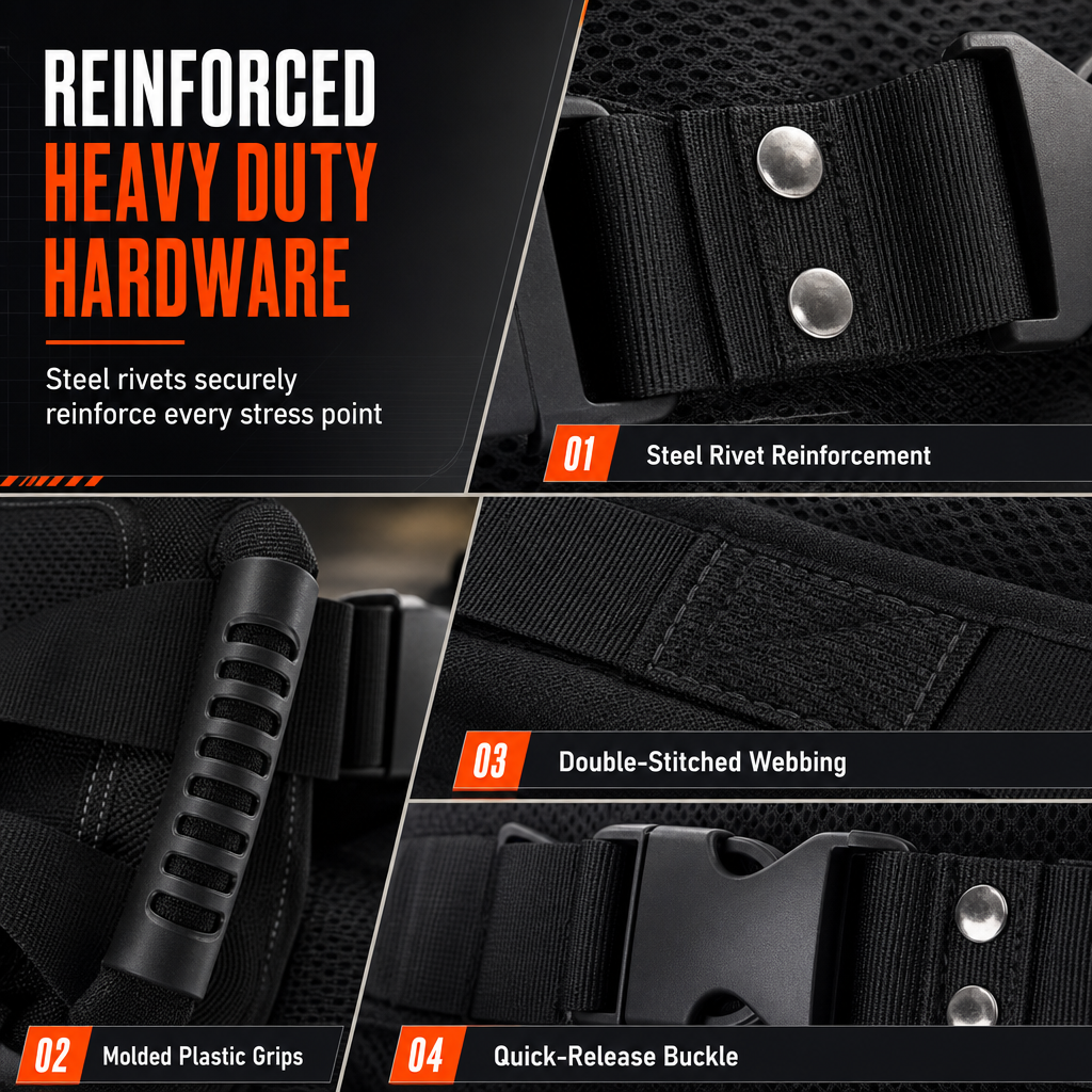Adjustable Passenger Grip Belt Reinforced Rear Handle Strap for Motorcycle & Powersports Riding