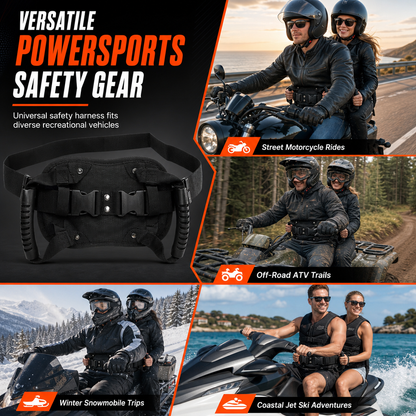Adjustable Passenger Grip Belt Reinforced Rear Handle Strap for Motorcycle & Powersports Riding