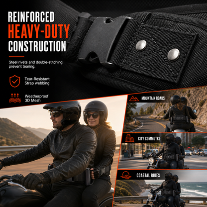 Adjustable Passenger Grip Belt Reinforced Rear Handle Strap for Motorcycle & Powersports Riding