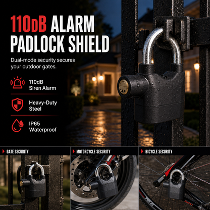 Heavy-Duty Alarm Security Lock Aluminum Alloy Anti-Theft Protection for Gates, Bikes & Storage