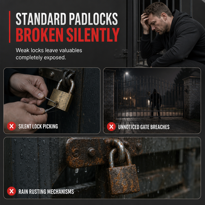 Heavy-Duty Alarm Security Lock Aluminum Alloy Anti-Theft Protection for Gates, Bikes & Storage