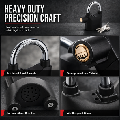 Heavy-Duty Alarm Security Lock Aluminum Alloy Anti-Theft Protection for Gates, Bikes & Storage