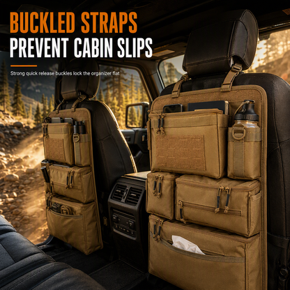 Tactical Car Backseat Organizer: Heavy-Duty Nylon, Webbed Loops, Buckled Straps, Universal Fit