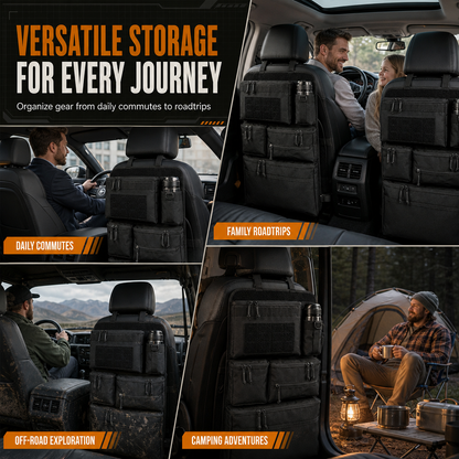 Tactical Car Backseat Organizer: Heavy-Duty Nylon, Webbed Loops, Buckled Straps, Universal Fit