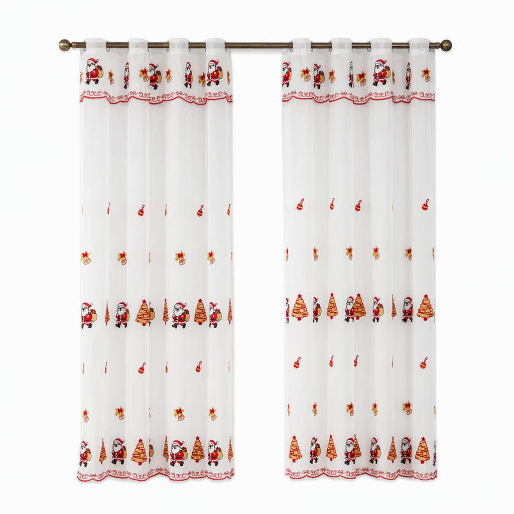 Embroidered Christmas Sheer Curtain Snowflake & Bell Window Decor for a Cozy Holiday Home