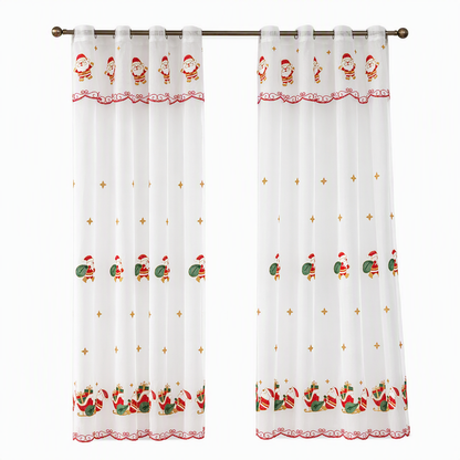 Embroidered Christmas Sheer Curtain Snowflake & Bell Window Decor for a Cozy Holiday Home