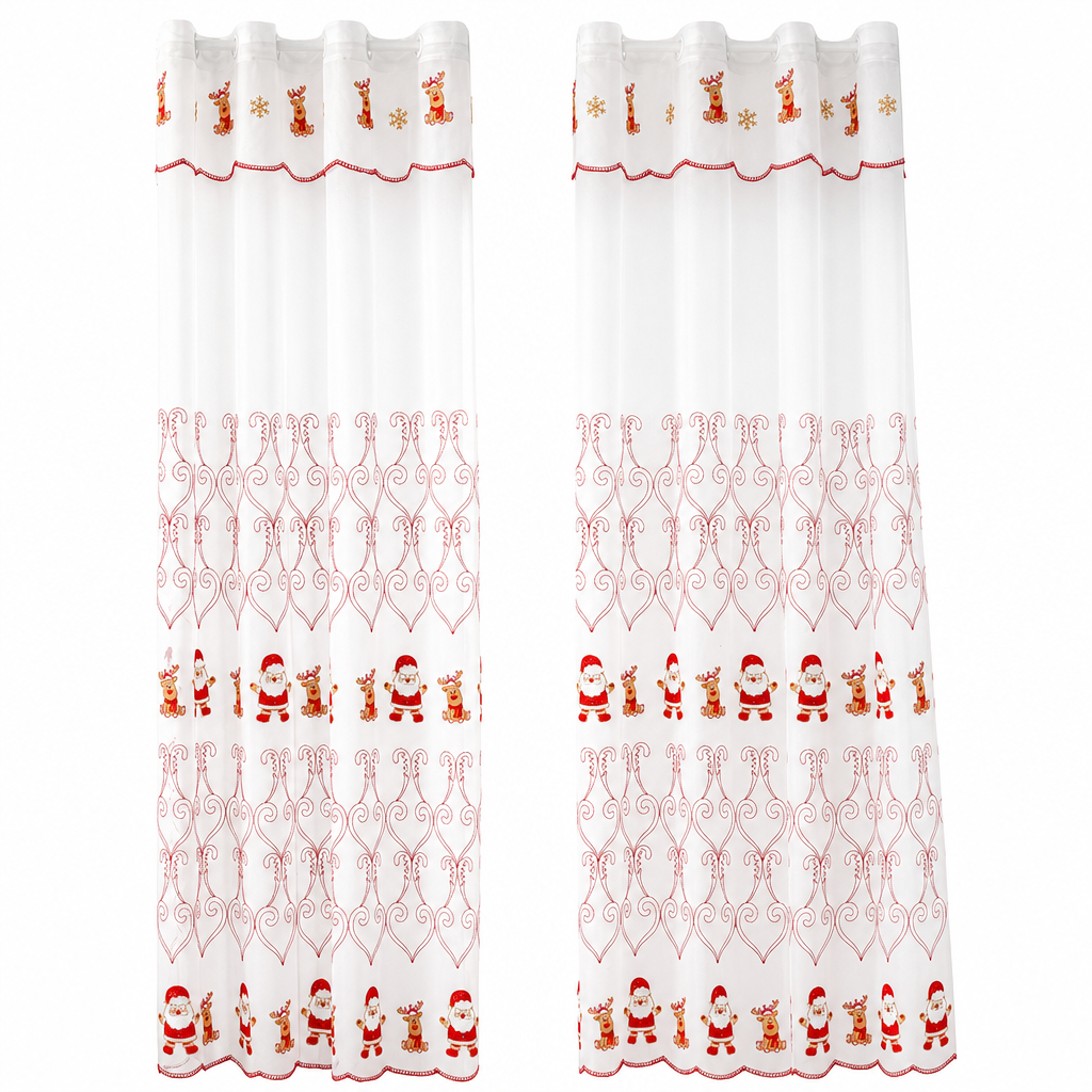 Embroidered Christmas Sheer Curtain Snowflake & Bell Window Decor for a Cozy Holiday Home