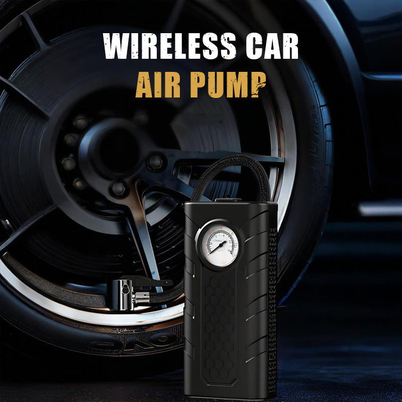 wireless car air pump fast inflation, precise pressure gauge, heat dissipation, and compact design. USB rechargeable!