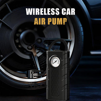 wireless car air pump fast inflation, precise pressure gauge, heat dissipation, and compact design. USB rechargeable!