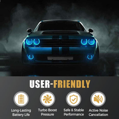 wireless car air pump fast inflation, precise pressure gauge, heat dissipation, and compact design. USB rechargeable!